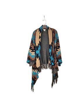 Tasha Polizzi Collection Women's Southwest Aztec Fringe Sweater Wrap One Size